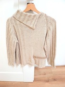 szary beżowy sweter kardigan wełniany bluzka sweterkowa 40L kremowy