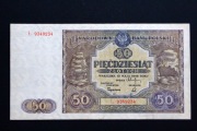 Banknot 50 złotych 1946 "Statki" seria Ł Piękny stan 