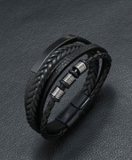 BRANSOLETKA WARSTWOWA CZARNA ZAPIĘCIE DAMSKA MĘSKA 