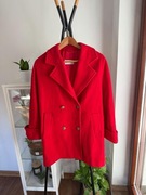 Piękny czerwony płaszcz 80% wełna owcza oversize wool