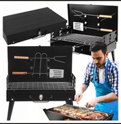 Grill Ogrodowy Turystyczny Składany Przenośny Walizka Kemping + Sztućce