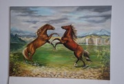 duży obraz konie, malowany ręcznie 