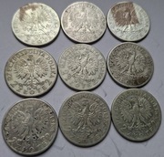 2 Monety 2 złote Polonia Głowa Kobiety 1934 srebro 9szt 39g