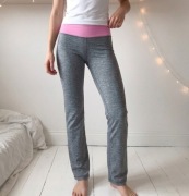 Crivit Spodnie sportowe S szare różowy pas straight legginsy fitness joga