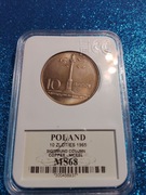 10 ZŁ KOLUMNA ZYGMUNTA 1965 MS68 GCN 