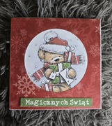 Kartka świąteczna ręcznie robiona handmade miś