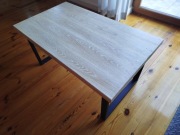 stolik kawowy prostokątny ława drewno lite dąb biały zabielany rustic