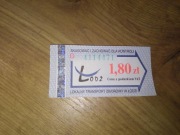 Bilet jednorazowy 1,80zł MPK Łódź stare logo skasowany lokalny
