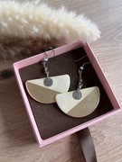 Kolczyki vintage wiszące półkola długie kremowe beżowe old money christmas