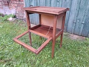 Antyk herbaciarka, szafka witryna na nózkach,  przeszklony drewniany stolik