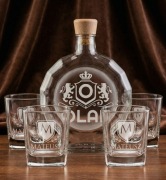 Zestaw butelka Karafka "Medalion” + 4 szklanki TWÓJ GRAWER – Prezent