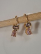 Kolczyki ze srebra 925 urocze kotki z różowym kamieniem,