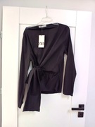 Zara elegancka czarna bluzka koszula damska z długim rękawem 42XL pas