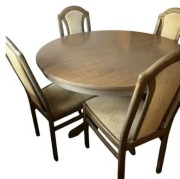 Stylowy okrągły stół rozkładany z 4 krzesłami