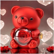 Miś z wieczną różą walentynki zaręczyny pudełko na biżuterię prezent