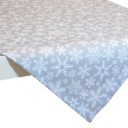 Bieżnik świąteczny dekoracyjny - białe śnieżynki na szarym tle