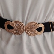 Piękny nowy pasek gum czarny złota klamra rozmiar 75 -120 cm 