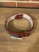 Obroża skóra zamsz,czerwona 3x50