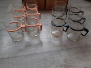 12 szklanek z plastikowym uchwytem PRL