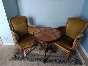 Komplet stolik i dwa fotele, antyk