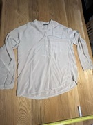 Jedwabna Beżowa na stójce bluzka koszul owa XL