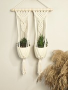 Podwójny kwietnik wiszący na ścianę MAKRAMA