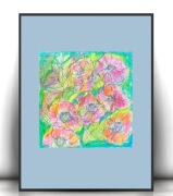 maki obrazek, rysunek z kwiatkami, łąka rysunek a4, boho plakat 21x30