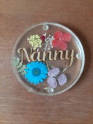 Podkładka / podstawka pod kubek Nanny | z zatopionymi kwiatkami | handmade