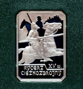 10zł  2007r. Rycerz ciężkozbrojny.  stan mennicz - srebro inwestycyjne