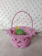 Koszyk/koszyczek wielkanocny z pisanką na szydełku (handmade)