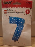 Balon Foliowy Cyfra 7 Błękitny Białe Gwiazdki 40cm 1szt.