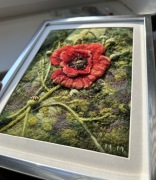 Czerwony Mak, oryginalny obraz filcowany na sucho z wełny, kwiatowa ozdoba