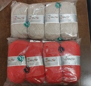 Wełna 2 komplety po 4 włóczki w kolorze szarym i czerwonym