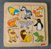 Drewniana układanka Goki zwierzęta 9 elementów 
