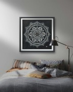 Obraz mandala czarno biała 50x50 ręcznie malowany dekoracja