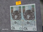 Banknoty 10 zł 2 szt kolejne numery