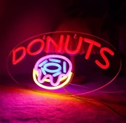 NEON DONUTS SZYLD LED DONUT PĄCZEK ŚWIETLNY LAMPKA USB NA OKNO ŚCIANĘ 