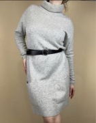 Sukienka golf szara z golfem jasna wełna kaszmir wiskoza L 40 M 38