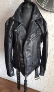 Pull & Bear czarna eko skórzana kurtka biker motocyklowa