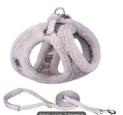 Szelki futerkowe dla psa szare ze smyczą