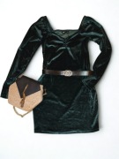 Welurowa sukienka damska butelkowa zieleń S nowa z metką elegancka