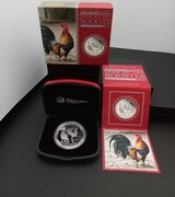 YEAR OF THE ROOSTER1ozSILVER PROOF COIN/SET2017-UNIKAT!CERTYFIKAT NR 2121! 