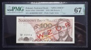 Banknot Polska Mały PRL 100 złotych 1976 r. Seria AK WZÓR PMG 67 EPQ