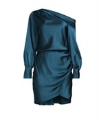 Turkusowa Mini Satynowa Sukienka ReneeC