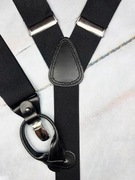 NOWE czarne jedwabne szelki na guziki SuitSupply męskie vintage ślubne