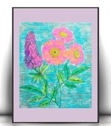 kwiaty rysunek a4, kwiatki obrazek 21x30, obrazek z kwiatkami