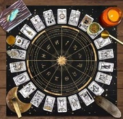 Obrus mata podkładka do tarota run wróżenia magiczna Czarny Zodiak Tarot