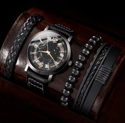 Zestaw meski 4 sztuki: zegarek i 3 bransoletki