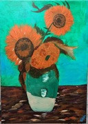 Trzy słoneczniki 50x70 cm farby akrylowe