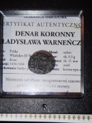 Sprzedam monetę 1 denara korony wareńczyka z certyfikatem i pudełkiem